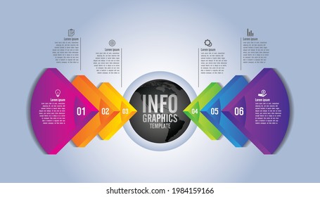 Presentation business infographic template with 6 step