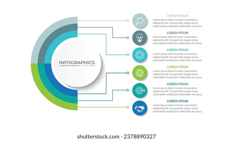 Presentation business infographic template with 6 options. Vector illustration.