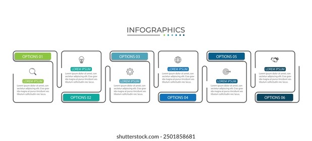 Presentation business infographic template with 6 options