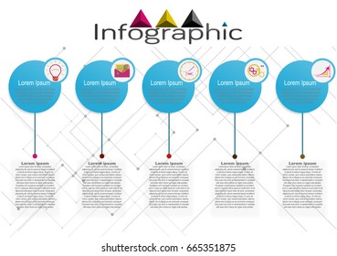 Presentation business infographic template with 6 options steps. 6 circles  caption caption flat banner topic rubric high quality lines space blue modern icons element 