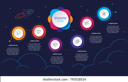 Presentación de plantilla de infografía de negocios con 6 opciones. Ilustración vectorial.