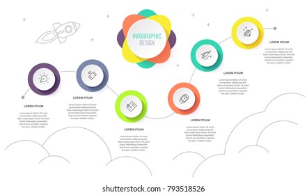 Presentation business infographic template with 6 options. Vector illustration.