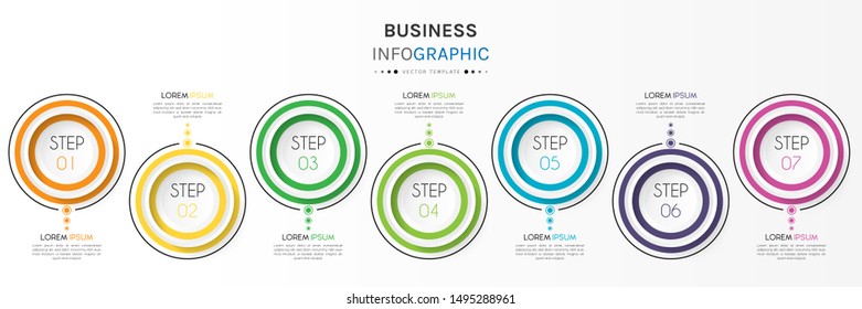 Presentation business infographic template with 7 options or steps. Can be used for workflow layout, diagram, business step options, banner, web design. Vector illustration.