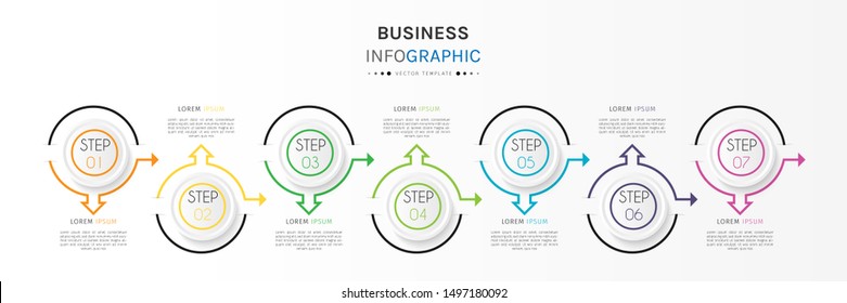Presentation business infographic template with 7 options or steps.   Vector illustration.