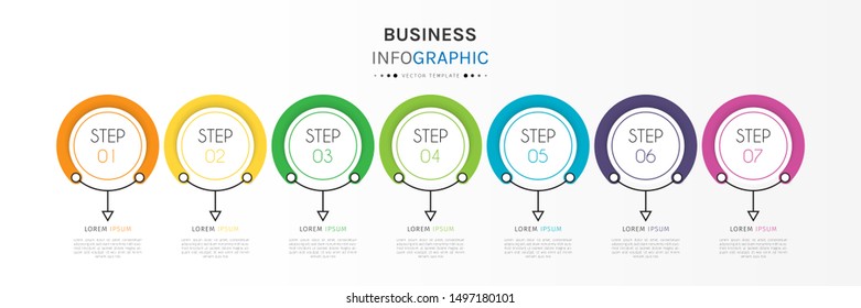 Presentation business infographic template with 7 options or steps.  Vector illustration.