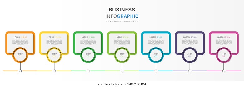 Präsentation der Business-Infografik Vorlage mit 7 Optionen oder Schritten. Vektorillustration.