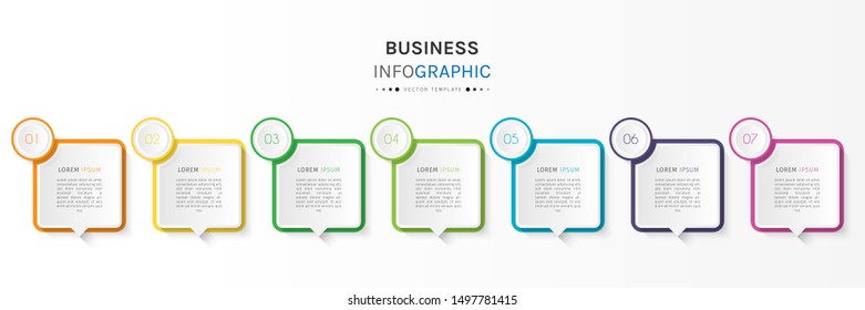 Presentation business infographic template with 7 options or steps. Can be used for workflow layout, diagram, business step options, banner, web design. Vector illustration.