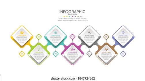 Presentation business infographic template with 7 step