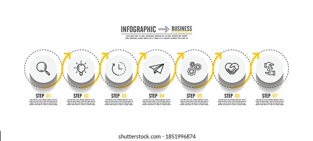 Presentation business infographic template with 7 step