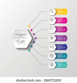 Presentation business infographic template with 7 step