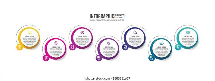 Presentation business infographic template with 7 step