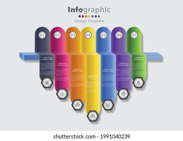 Infografik-Vorlage für das Präsentationsgeschäft mit 7 Optionen, 7 Schritten

