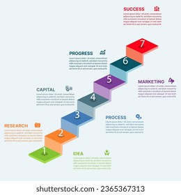 Presentation business infographic template with 7 options. Vector illustration.
