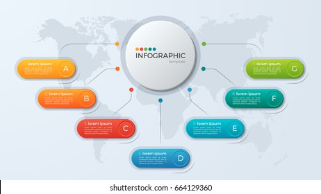 Presentation business infographic template with 7 options. Vector illustration.