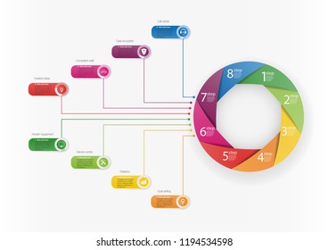 Presentation business infographic template with 8 options. Vector illustration.