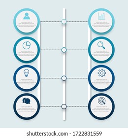 Presentación de plantilla de infografía profesional con 8 opciones. Ilustración vectorial.