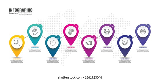 Infografik-Vorlage für das Präsentationsgeschäft mit 8 Schritten