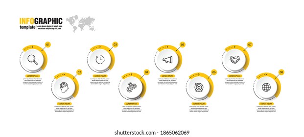 Presentation business infographic template with 8 step