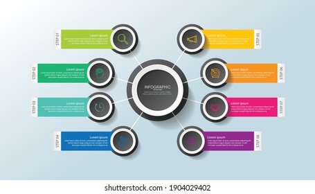 Presentation business infographic template with 8 step