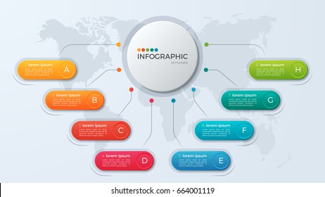 Presentation business infographic template with 8 options. Vector illustration.