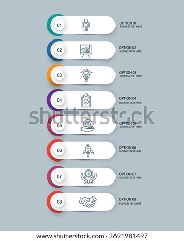 Presentation business infographic template with 8 options