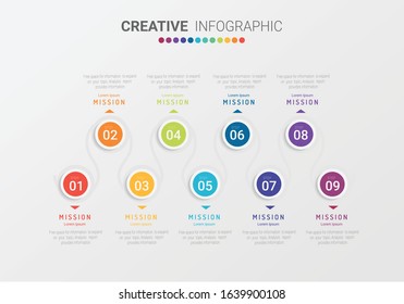 presentation business infographic template with 9 options. Vector illustration.