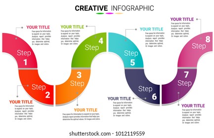 Presentation business infographic template, Abstract infographics number options template with 8 steps. Vector illustration.