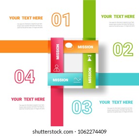 Presentation business infographic template, Abstract infographics number options template with 4 steps. Vector illustration.