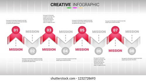 Presentation business infographic template, Abstract infographics number options template with 8 steps. Vector illustration.