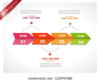 Presentation business infographic template, Abstract infographics number options template with 4 steps. Vector illustration.