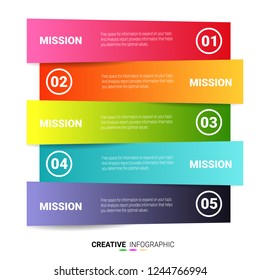 Presentation business infographic template, Abstract infographics number options template with 5 steps. Vector illustration.