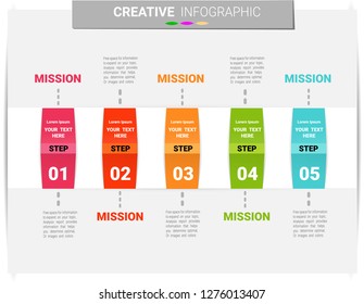 Presentation business infographic template, Abstract infographics number options template with 5 steps. Vector illustration.