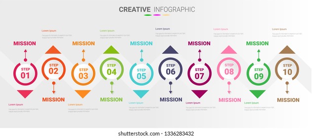 Presentation business infographic template, Abstract infographics number options template with 10 steps. Vector illustration.