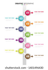 Presentation business infographic template, Abstract infographics number options template with 9 steps. Vector illustration.