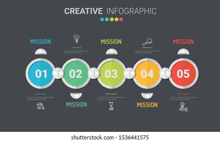 Presentation business infographic template, Abstract infographics number options template with 5 steps. Vector illustration.