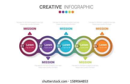 Presentation business infographic template, Abstract infographics number options template with 5 steps. Vector illustration.