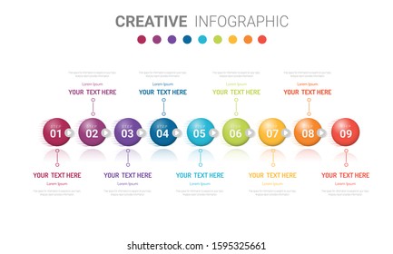 Presentation business infographic template, Abstract infographics number options template with 9 steps. Vector illustration.