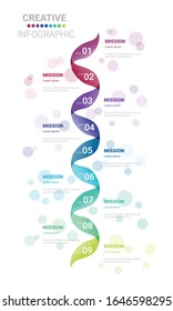 Plantilla de información del negocio de presentación, plantilla de opciones de número de infografías abstractas con 9 pasos. Ilustración vectorial.