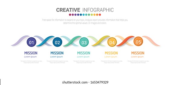 Presentation business infographic template, Abstract infographics number options template with 5 steps. Vector illustration.