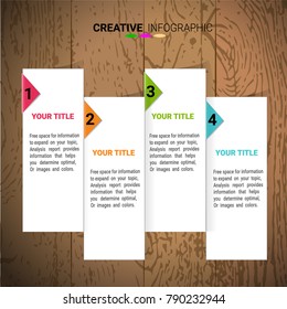 
Presentation business infographic template, Abstract infographics number options template with 4 steps on a wooden background. Vector illustration.