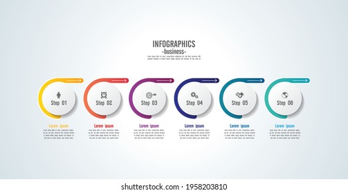 Presentation business infographic template circle colorful with 6 step