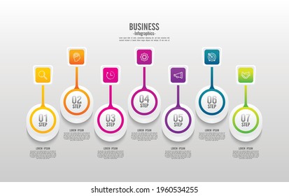 Presentation business infographic template circle colorful with 7 step