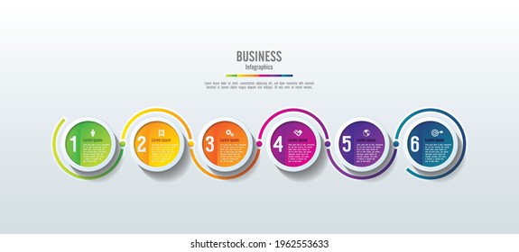 Presentation business infographic template circle colorful with 6 step
