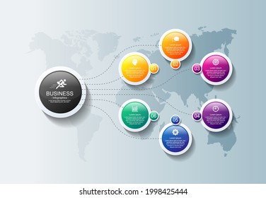 Presentation business infographic template circle colorful with 6 step