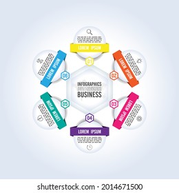 Presentation business infographic template circle colorful with 6 step