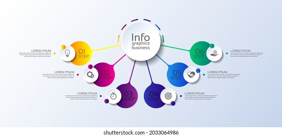 Presentation business infographic template circle colorful with 6 step
