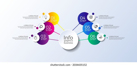 Presentation business infographic template circle colorful with 6 step