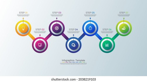Presentation business infographic template circle colorful with 7 step