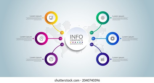 Presentation business infographic template circle colorful with 6 step