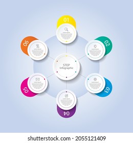 Presentation business infographic template circle colorful with 6 step